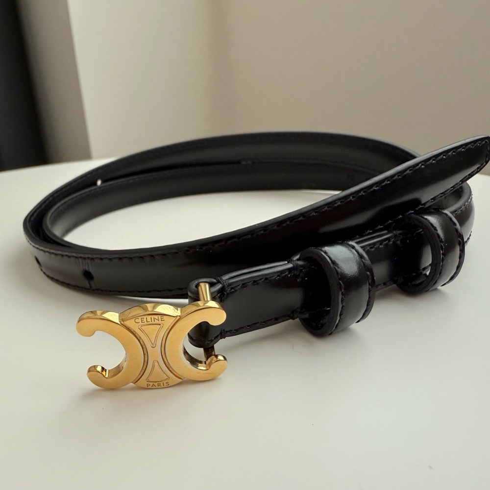 Celine Triomphe Belt in Taurillon Leather (Teen, Size 70) - 70cm